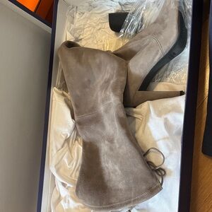 Stuart Weitzman Taupe Suede Heeled Boots
